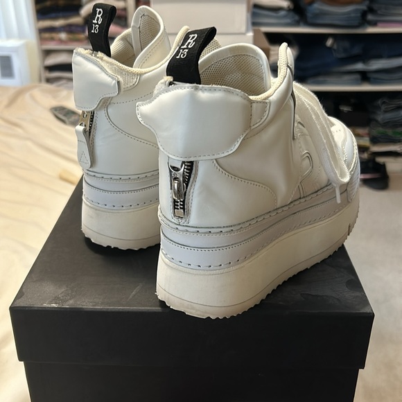 R13 Riot leather high top platform sneaker SIZE 35 White - Picture 2 of 9